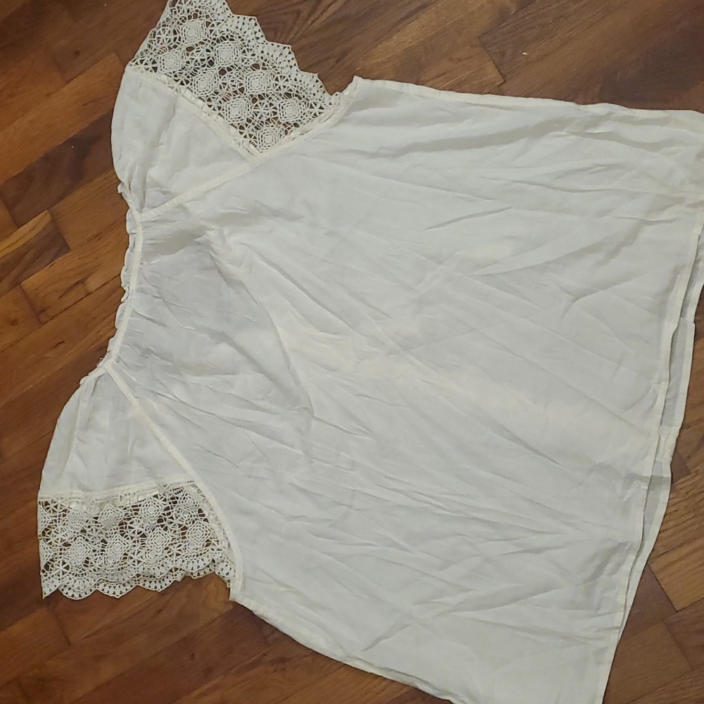 NWOT Old Navy TIE NECK Crochet Lace SHORT SLEEVE Popover Top/ Blouse XL - Picture 6 of 7